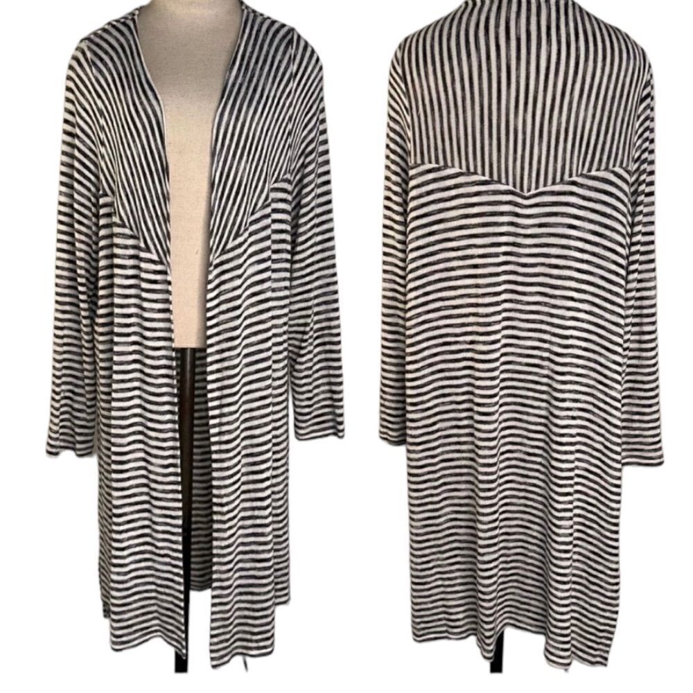 Philosophy Womens 1X Striped Modern Knit Longsleeve‎ Duster Sweater Cardigan